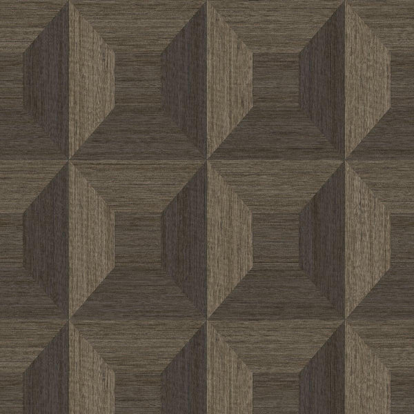 Seabrook Squared Away Geometric Brown Wallpaper