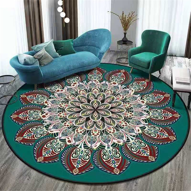 Round Bedroom & Living Room Rug – National Style Home Decor Carpet. glodeco
