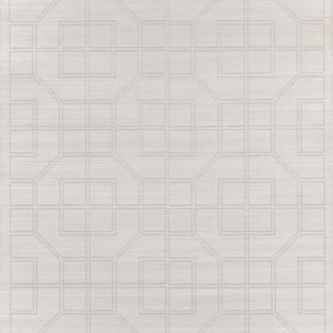 Schumacher - Linyi Embroidered Fret Sisal - Natural Shimmer - 5003555 - Wallpaper