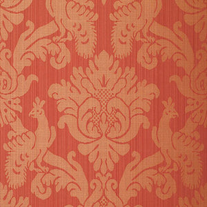 Schumacher - Valette Strie Damask - Garnet - 5003664 - Wallpaper