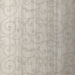 Schumacher - Beaded Scroll - Pewter - 5005721 - Wallpaper