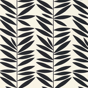 Schumacher - Leaf Stripe - Ebony - 5007513 - Wallpaper