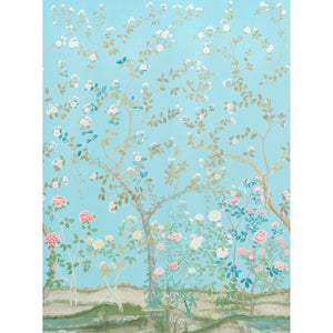 Schumacher - Madame De Pompadour Panel Set - Aqua - 5008541 - Wallpaper