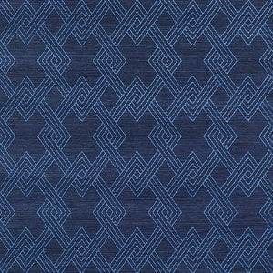 Schumacher - Hix Embroidered Sisal - Blue - 5008970 - Wallpaper