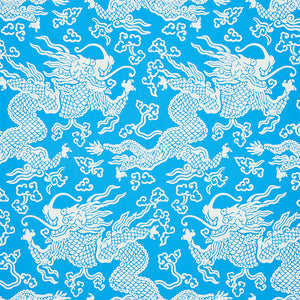 Schumacher - Ruan Dragon Damask - Blue - 5010881 - Wallpaper