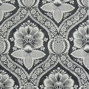Schumacher - Villandry Damask Print - Black - 5011752 - Wallpaper