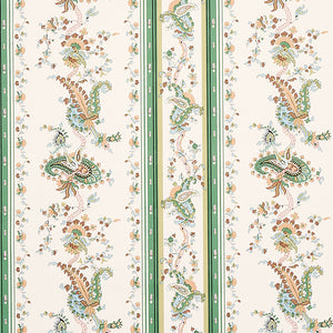 Schumacher - Elena Paisley Stripe - Green - 5012890 - Wallpaper