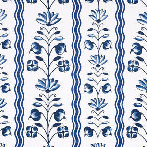 Schumacher - Delft Waves - Blue - 5014380 - Wallpaper