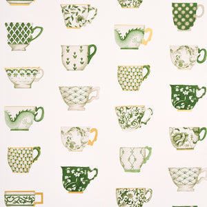 Schumacher - Onie's Teacups - Spring Green - 5014781 - Wallpaper
