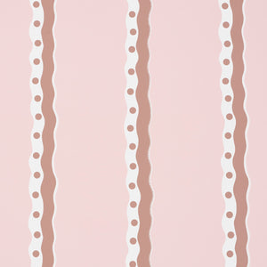 Schumacher - Rousseau Stripe - Cocoa & Blush - 5015741 - Wallpaper