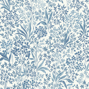 Schumacher - Nocturne - Blue And White - 6145 - Wallpaper