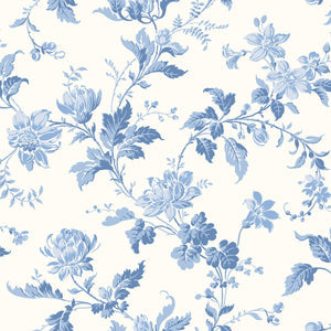 Schumacher - Blomslinga - Blue And White - 6146 - Wallpaper