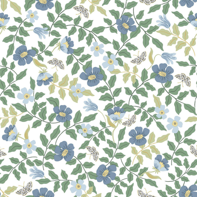Rifle Paper Co. Primrose Peel And Stick Blue/Off White Wallpaper