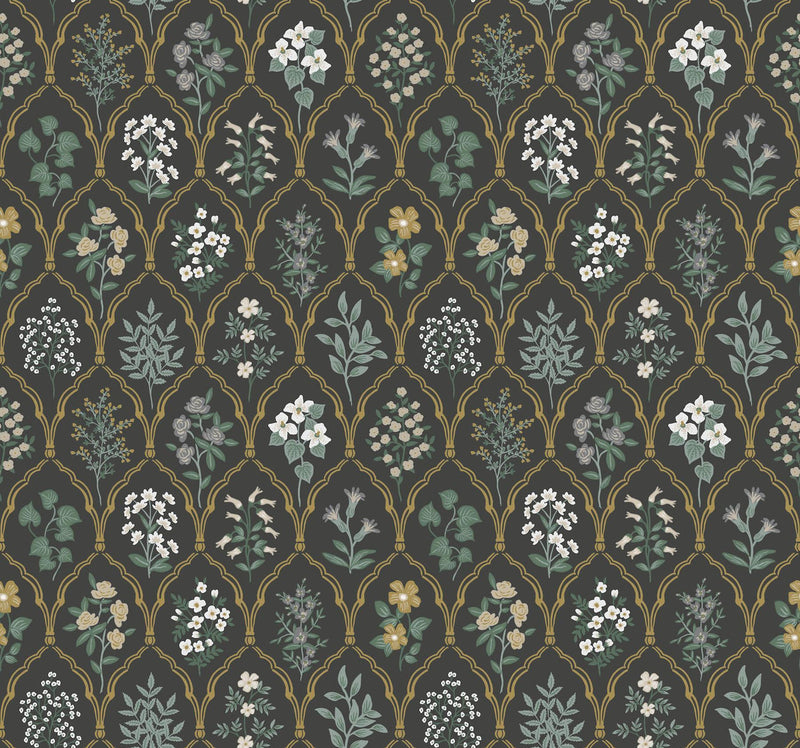 Rifle Paper Co. Hawthorne Black/Cream Wallpaper