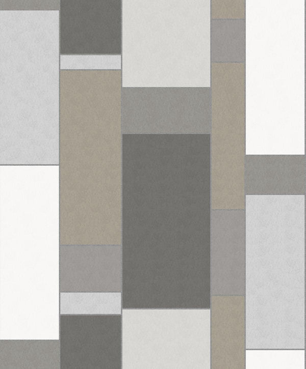 Seabrook De Stijl Geometric Hammered Steel & Metallic Silver Wallpaper