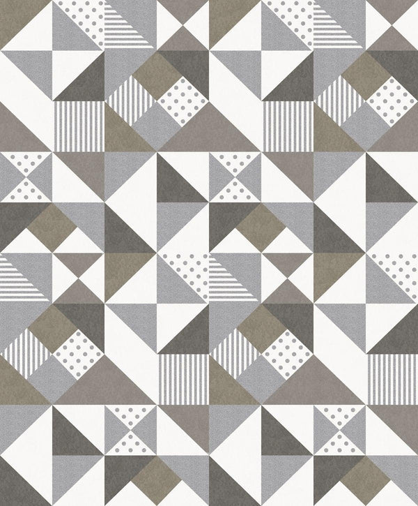 Seabrook Lozenge Geometric Silver & Antique Bronze Wallpaper