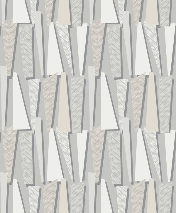 Seabrook Geometric Shadows Stone Wallpaper