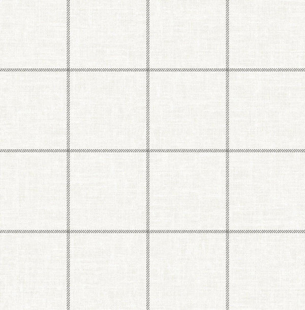 Seabrook Linen Check Alabaster And Wrought Iron Wallpaper