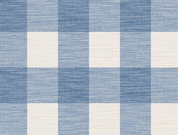 Seabrook Rugby Gingham Coastal Blue And Ivory Wallpaper