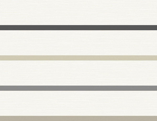 Seabrook Crew Stripe Ivory, Wrought Iron, And Sand Dollar Wallpaper