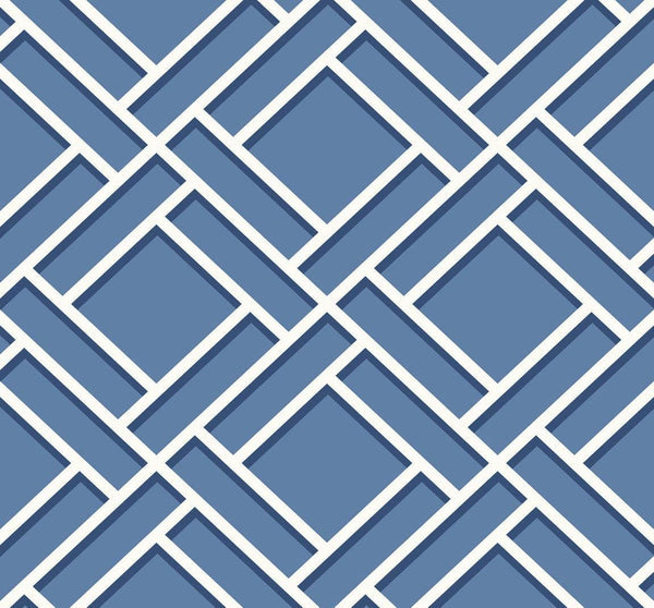 Seabrook Block Trellis Coastal Blue And Navy Wallpaper