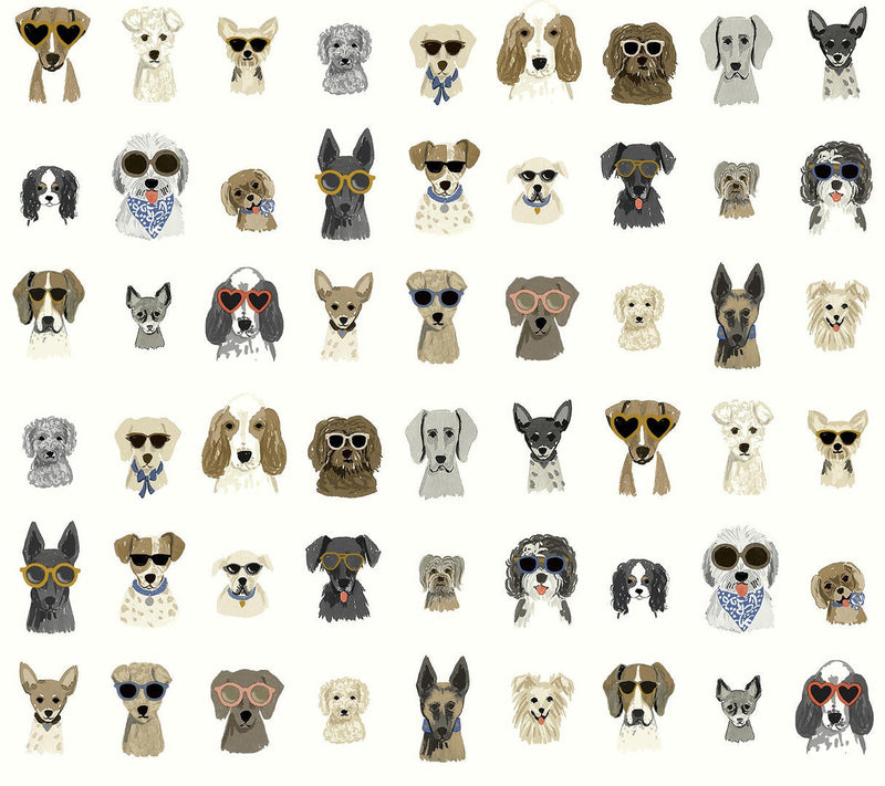 Rifle Paper Co. Dog Days Peel And Stick Multi White Wallpaper