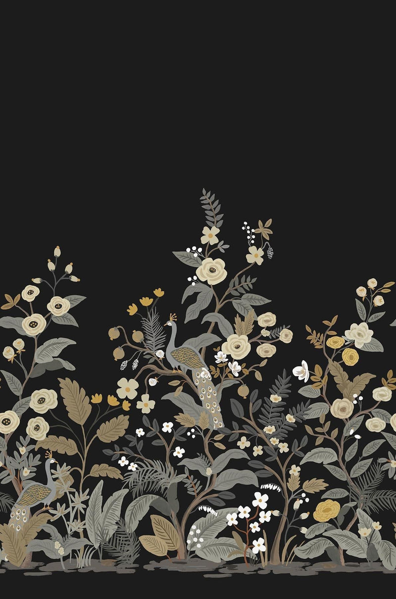 Rifle Paper Co. Peacock Wall Black Mural