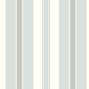 Schumacher - Stockholm Stripe - Sky And Silver - 6878 - Wallpaper