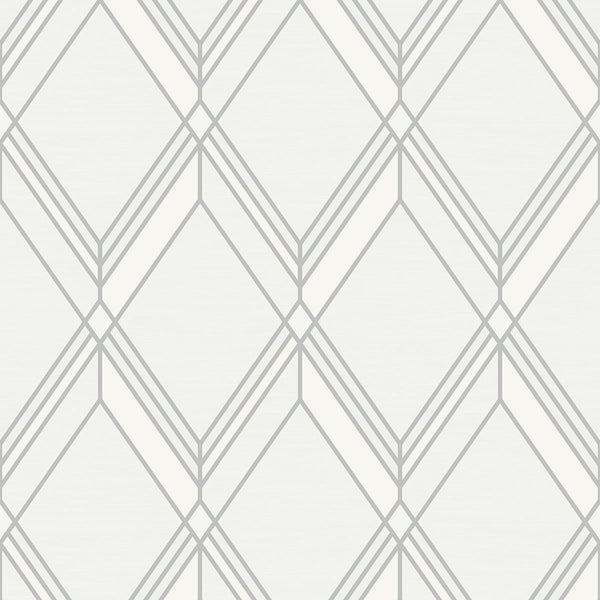 Seabrook Brooklyn Diamond Metallic Silver Wallpaper