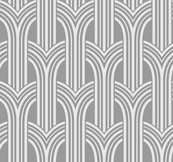 Seabrook Deco Arches Metallic Silver Wallpaper
