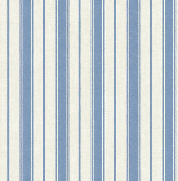 Seabrook Eliott Linen Stripe Blue Bell Wallpaper