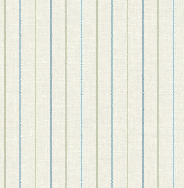 Seabrook Andree Stripe French Blue & Pomme Wallpaper