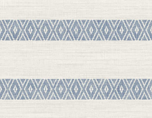 Seabrook Alani Geo Stripe Blue Bell Wallpaper