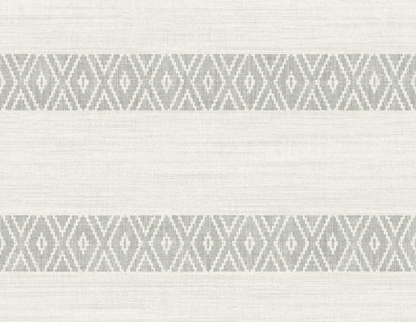Seabrook Alani Geo Stripe Fog Wallpaper