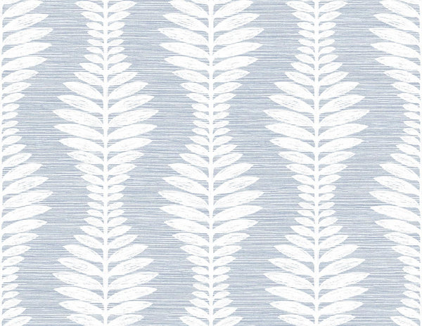 Seabrook Carina Leaf Ogee Charlotte Blue Wallpaper