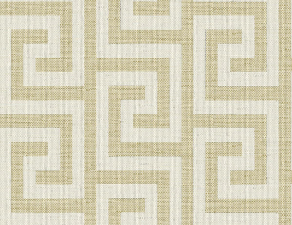 Seabrook Luna Retreat Greek Key Golden Wallpaper