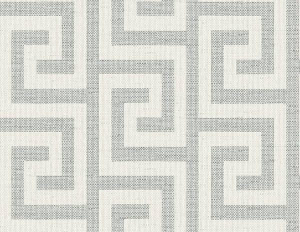 Seabrook Luna Retreat Greek Key Pewter Wallpaper