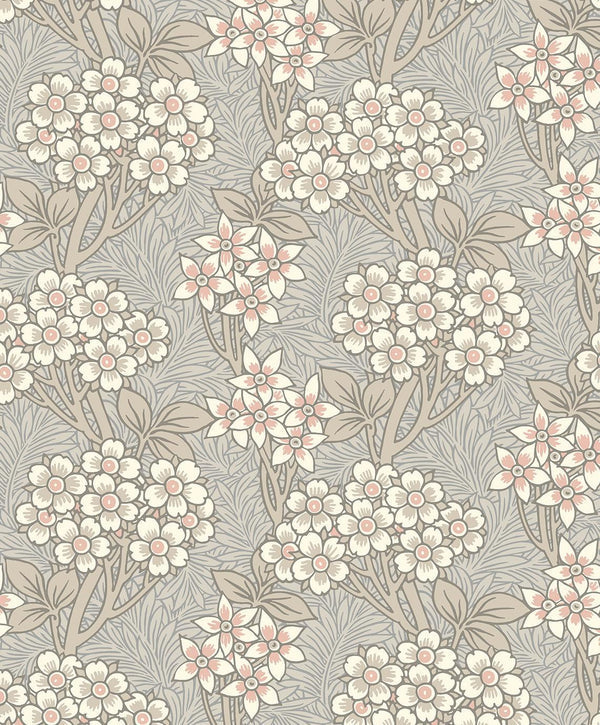 Seabrook Floral Vine Daydream Grey & Rose Petal Wallpaper