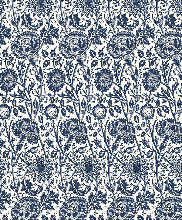 Seabrook Tonal Floral Trail Navy Blue Wallpaper