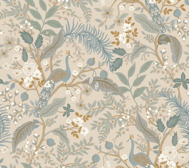 Rifle Paper Co. Peacock Garden Peel And Stick Beige Wallpaper