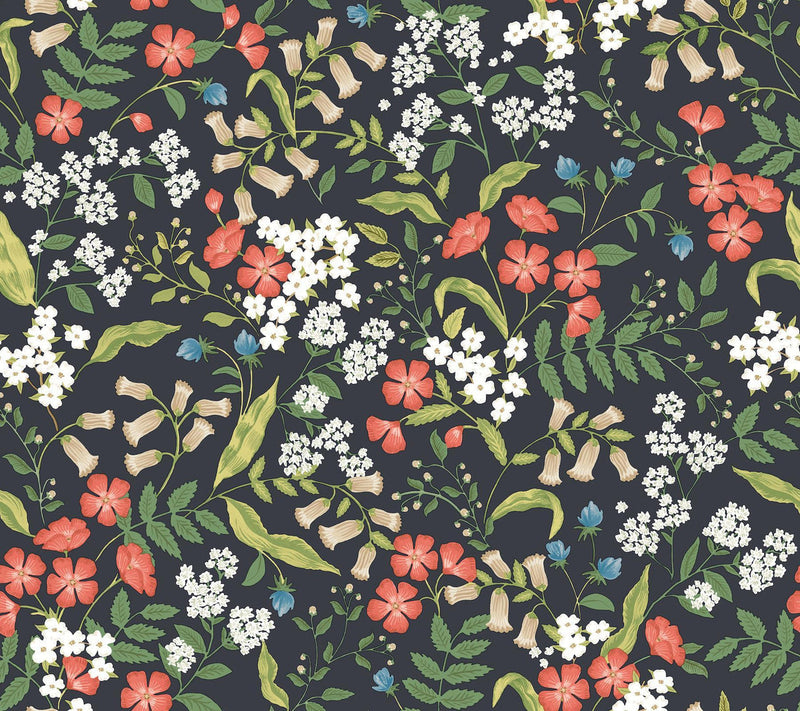 Rifle Paper Co. Sweetbrier Peel And Stick Black Wallpaper
