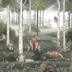 Schumacher - Wild Forest Mural - Spruce - 6943 - Wallpaper