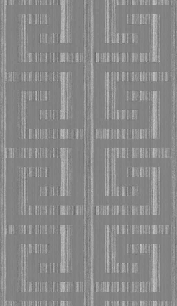 Seabrook Greek Key Metallic Silver & Earl Gray Wallpaper