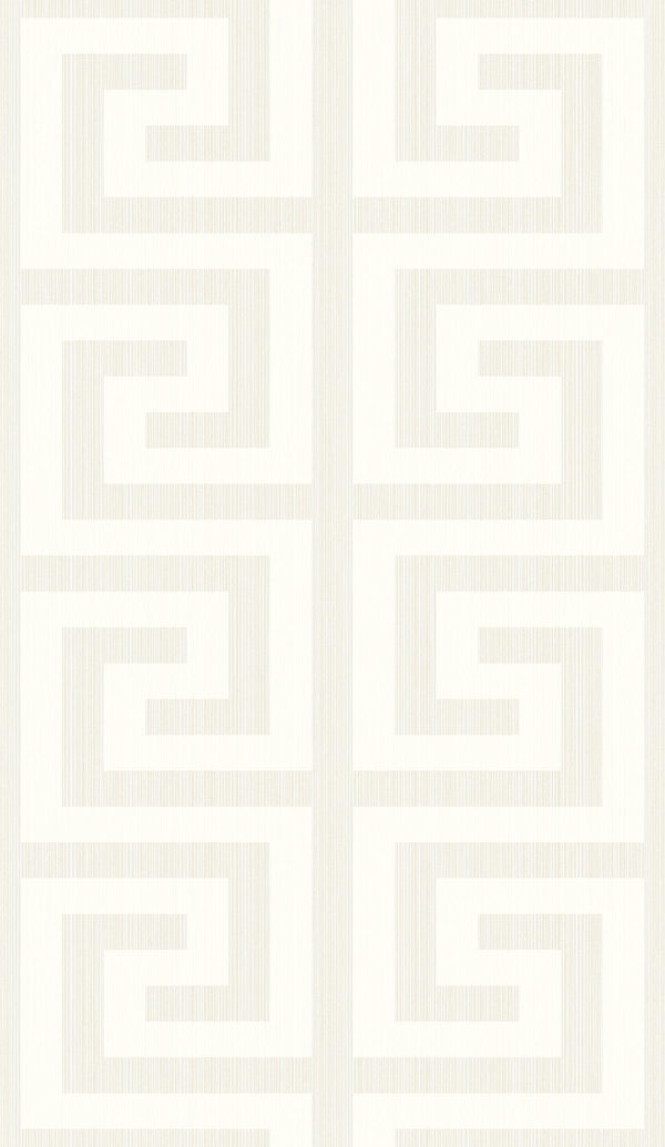 Seabrook Greek Key Metallic Pearl & Cream Wallpaper