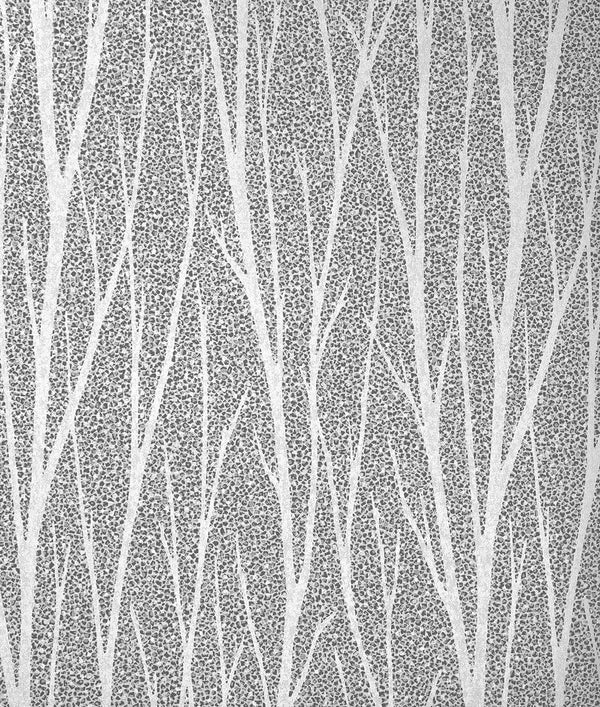 Seabrook Birch Trail Metallic Silver & Charcoal Wallpaper