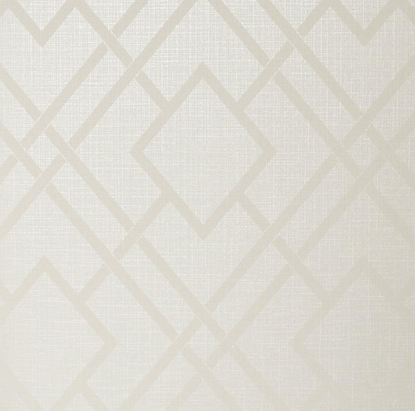 Seabrook Diamond Lattice Metallic Ivory Wallpaper