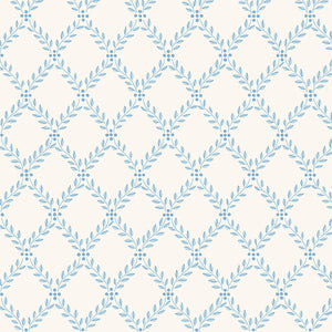 Schumacher - Trellis Leaves - Blue - 7672 - Wallpaper