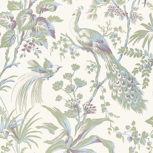 PEACOCK TOILE - Green and Plum - Thibaut - AT57829 - BRISTOL