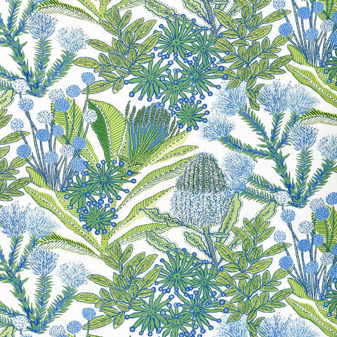 Protea Print Kiwi Fabric - F81765 - Thibaut Fabric