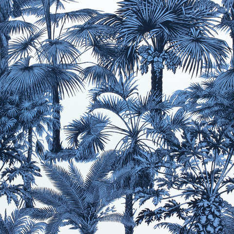 Palm Botanical Navy Fabric - F910100 - Thibaut Fabric